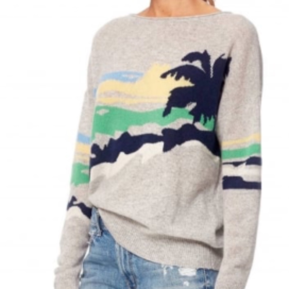 NWT 360 Cashmere Sunny Print Cashmere Sweater - Picture 2 of 4